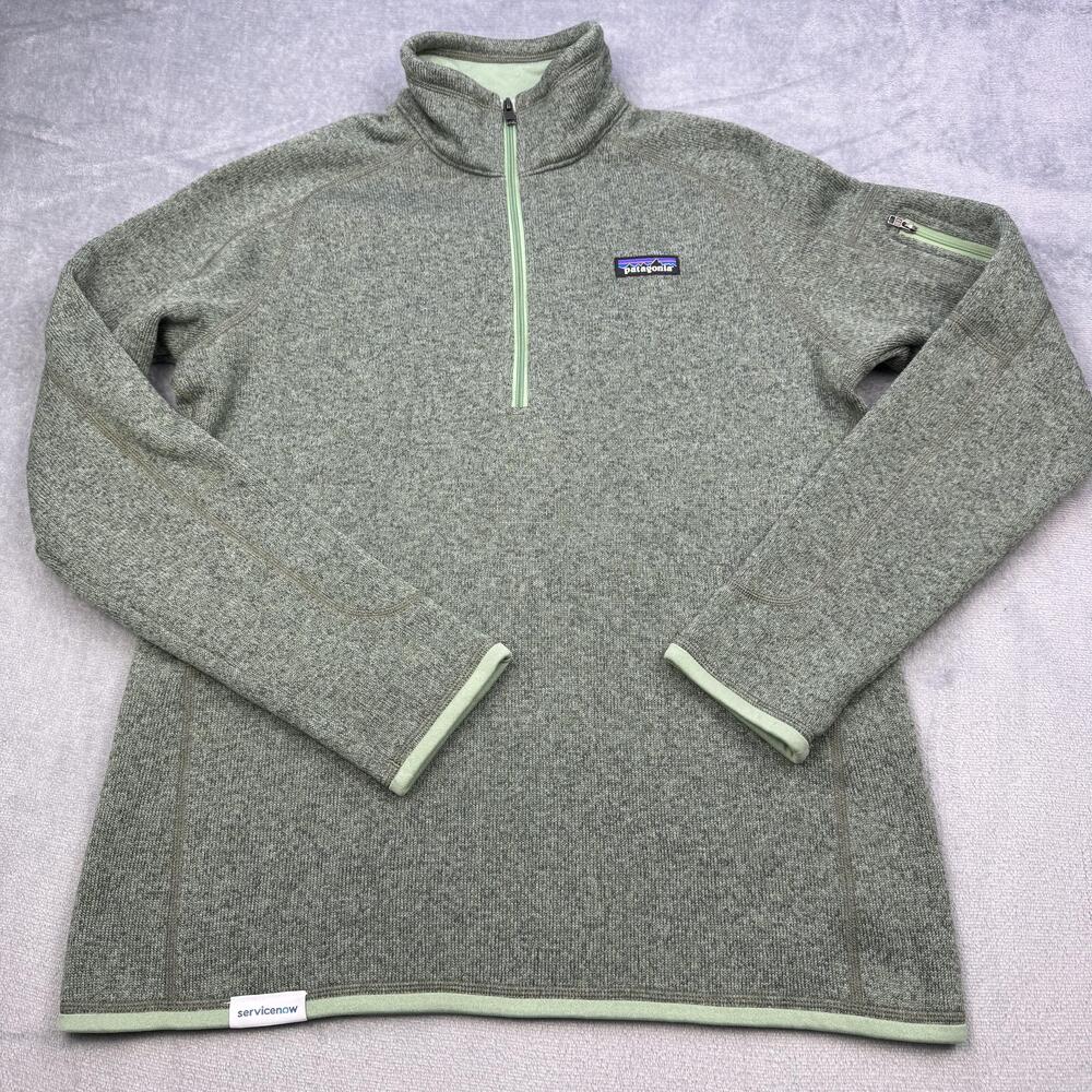 Patagonia Pullover Womens Medium Green Better Sweater 1/4 Zip Fleece Worn Wear